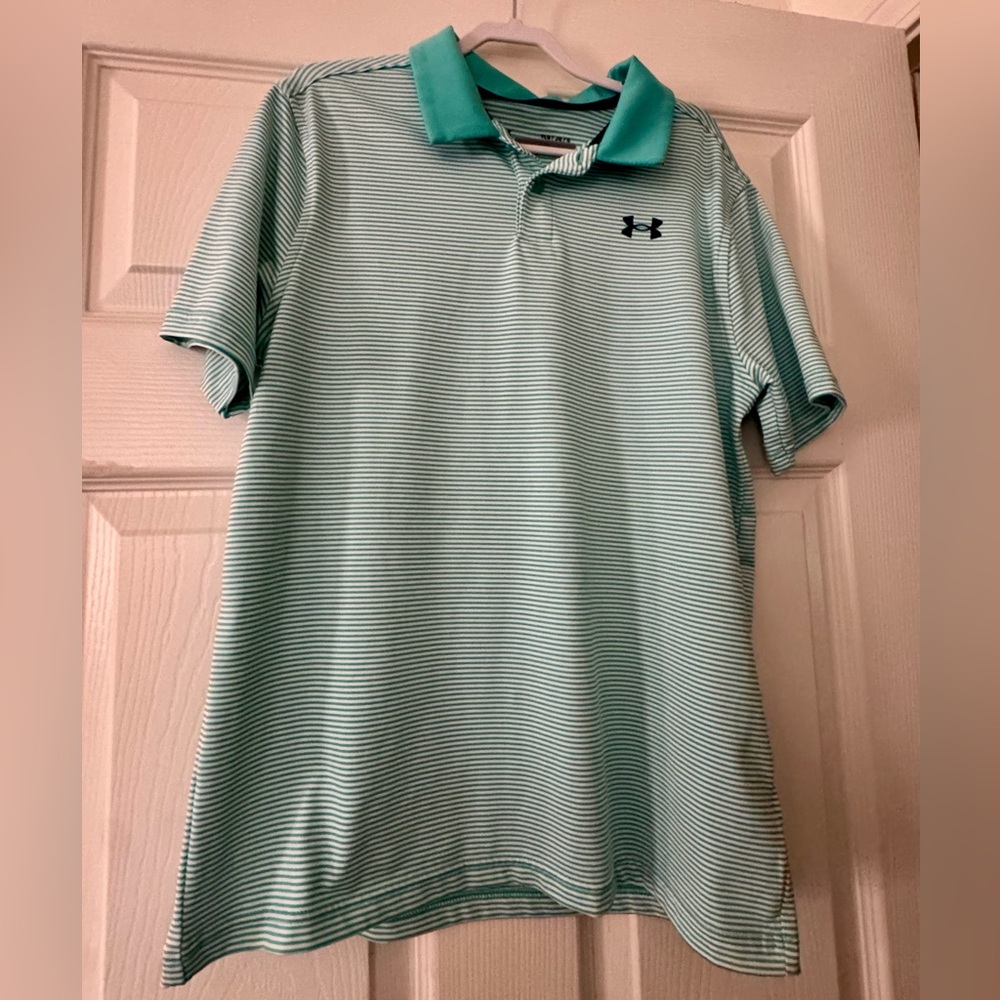 Under Armour Boy’s Polo Shirt - Sea Foam Green Stripes